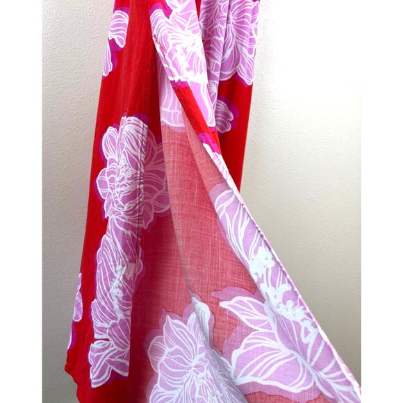 Petal & Pup Sybel Midi Dress Size Medium in Red Pink Floral - Picture 11 of 16